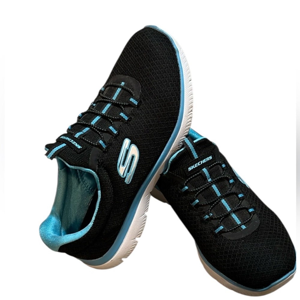 SKECHERS SPORT SUMMITS QUICK GETAWAY ATHLETIC SNEAKERS BLACK BLUE SIZE 7